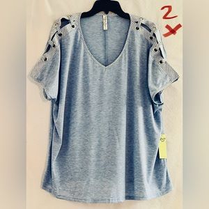 LADIES BLUE TOP WITH CUTE SLEEVES